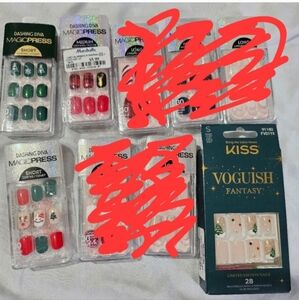 Christmas/Winter Nails - 3 Dashing Diva Press-Ons - 1 Kiss Glue On